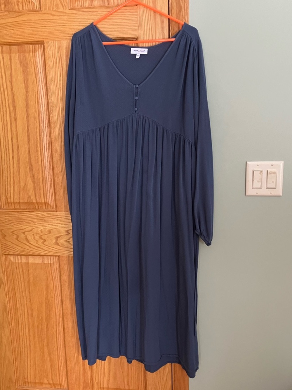 Motherhood Navy Long Sleeve Midi Maternity Dress
